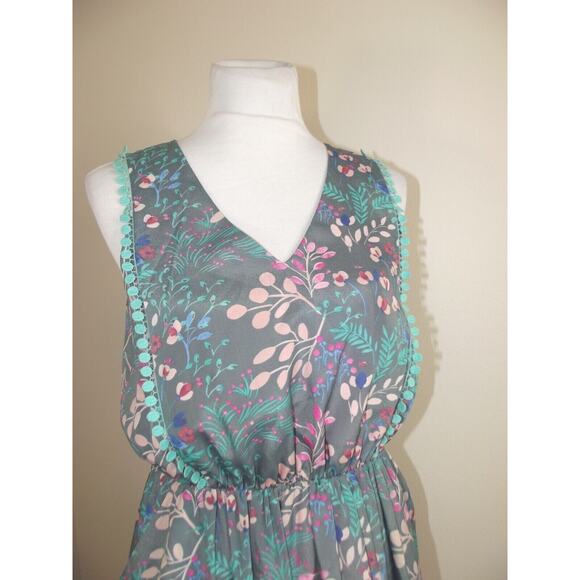 Jessica Simpson Summer DRESS - Size 6 - Gray Floral Lined Sleeveless Pockets - Picture 2 of 8